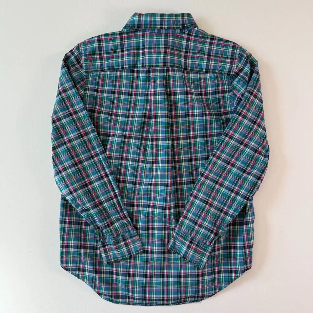 Ralph Lauren BOYS Long Sleeve Button Down Sz. L (14-16) Plaid Blue Pink Green